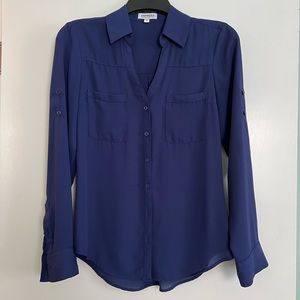 Express Portofino Navy Convertible Sleeve Top XS
